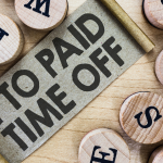 The words PTO PAID TIME OFF in all caps, surrounded by letter tiles.