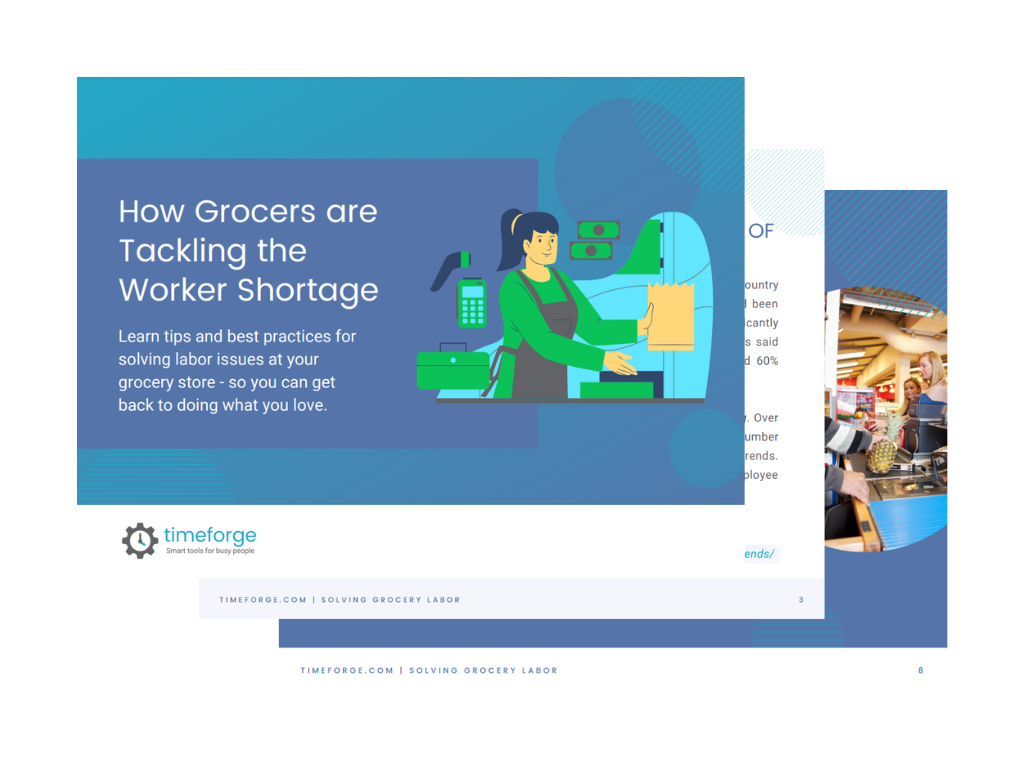 Cover and pages from the Grocery Labor Shortage eBook.