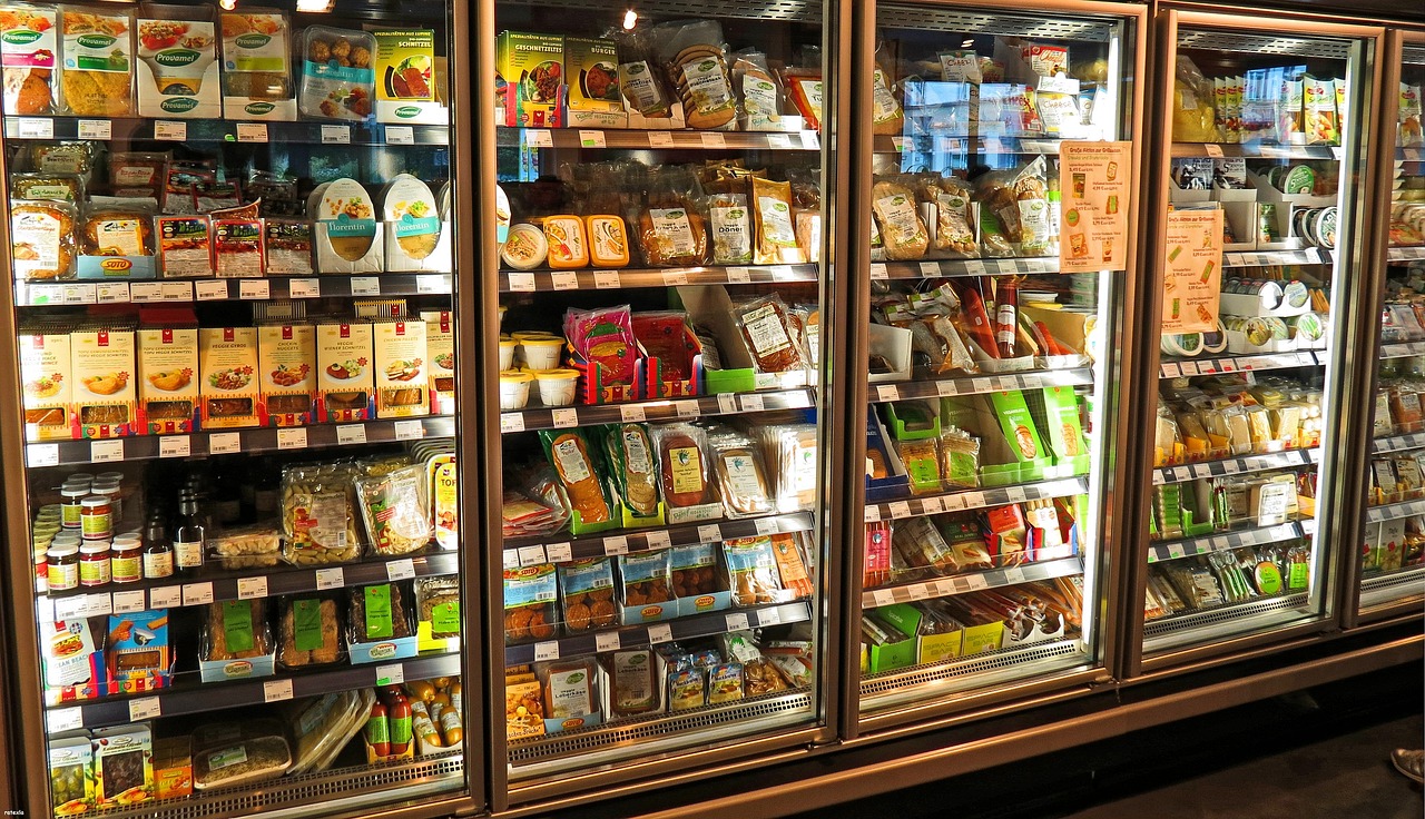 Refrigerated supermarket inventory.
