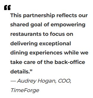 TimeForge and DinerDaddy PR Quote by Audrey.