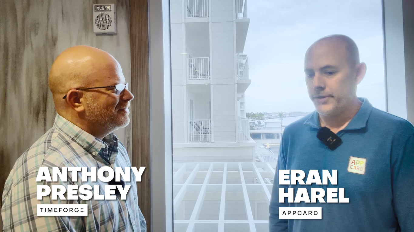 Anthony Presley (TimeForge) interviewing Eran Harel (AppCard).